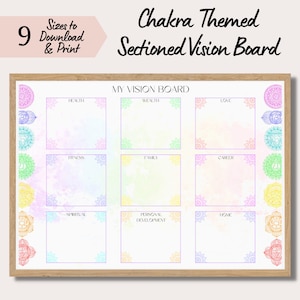 Chakra Printable Vision Board, Template for Goals & Images, Printable Dream Board, Downloadable Goal Board, Manifest with Law of Attraction