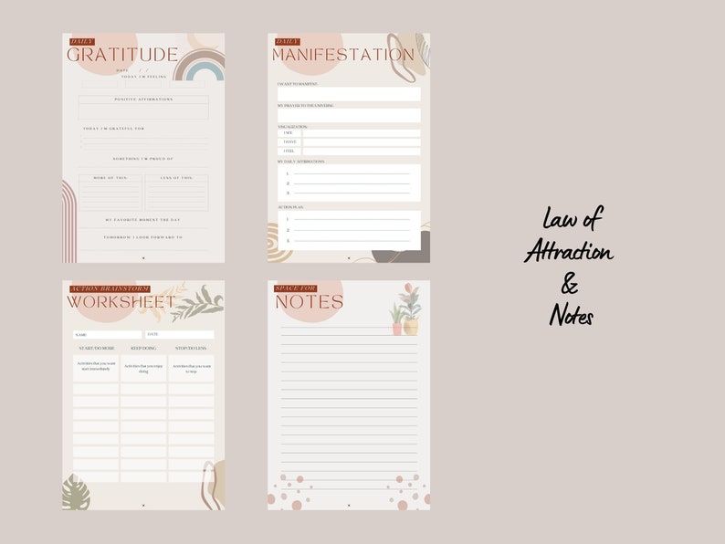 Boho Style Printable Personal Planner, Neutral Tones Life Planner ...