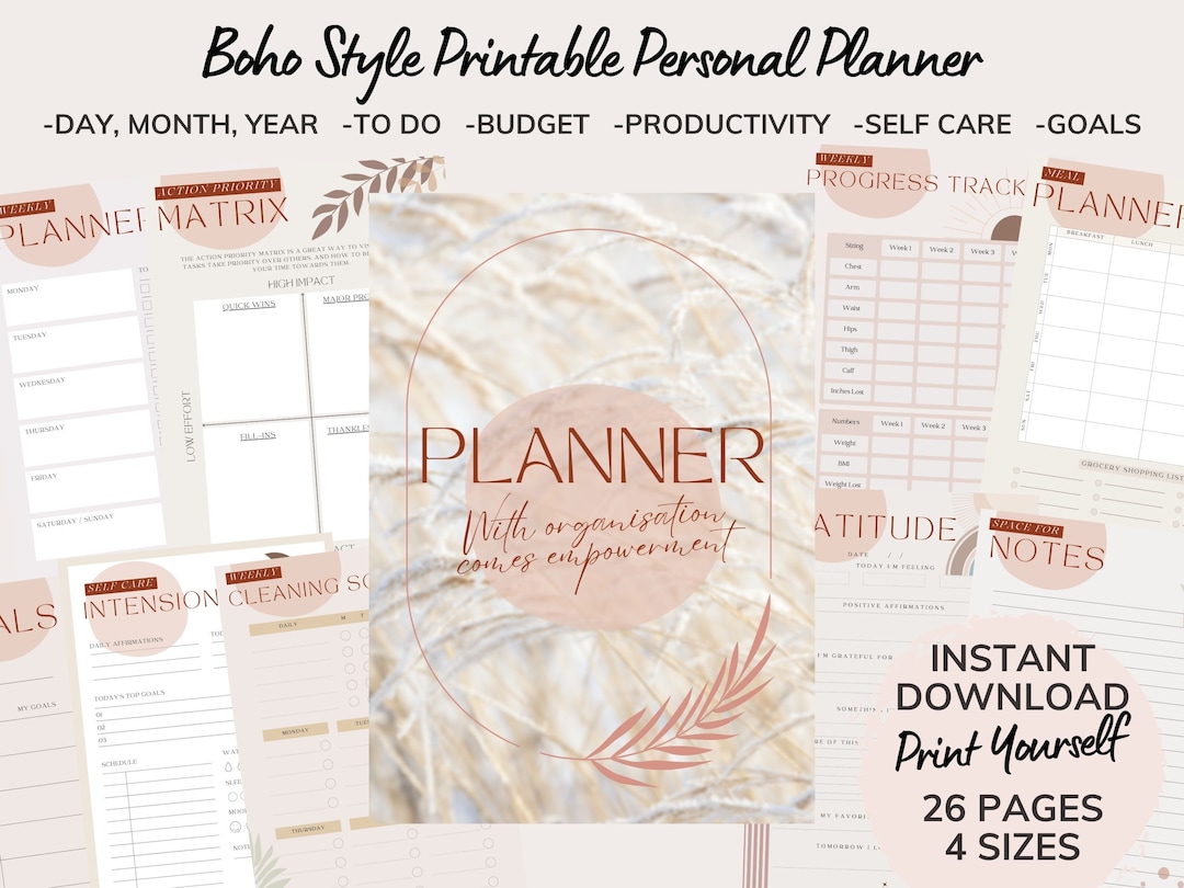 Boho Style Printable Personal Planner Neutral Tones Life - Etsy