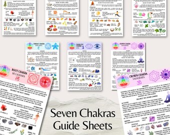 Seven Chakras Printable Guide Sheets, Chakra Meanings and Reference for Balancing (Digital Download)