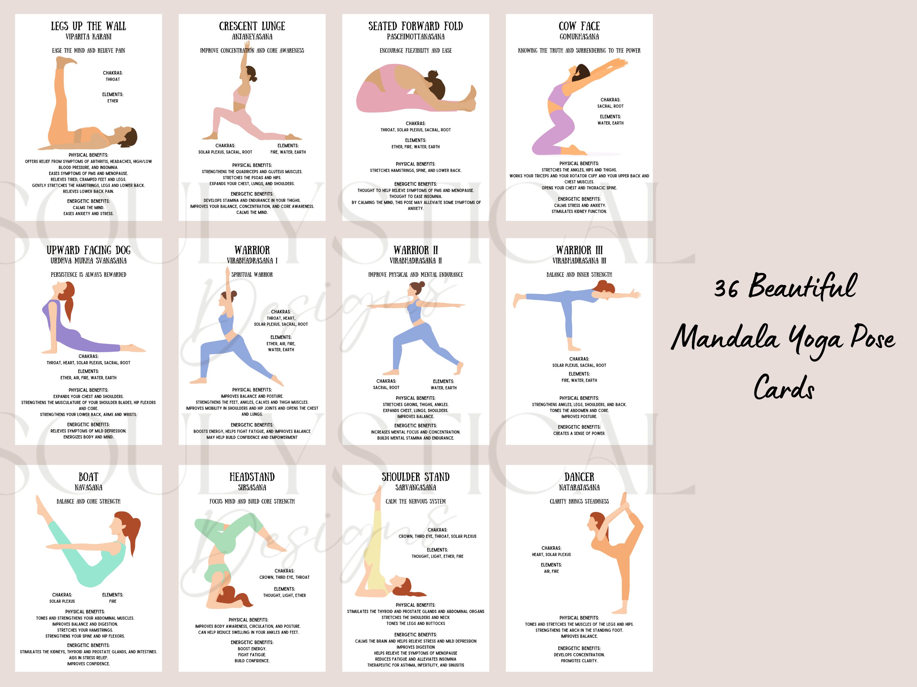 Yoga Pose Printable Cards, White Background, Flashcards for Yoga ...