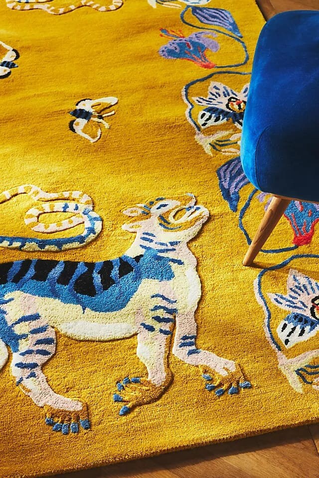 6x9 Hand Tufted Tiger Rug Animal Modern Rug High and Low Rug Handmade