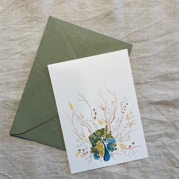 Postkarte "Pfau"