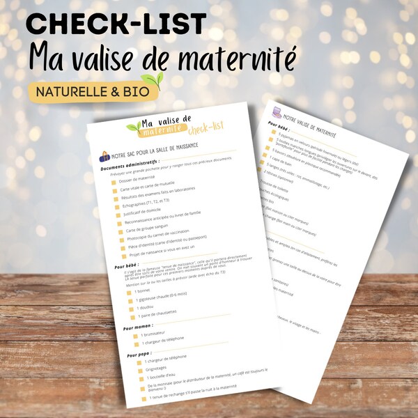 Check list valise de maternité à imprimer