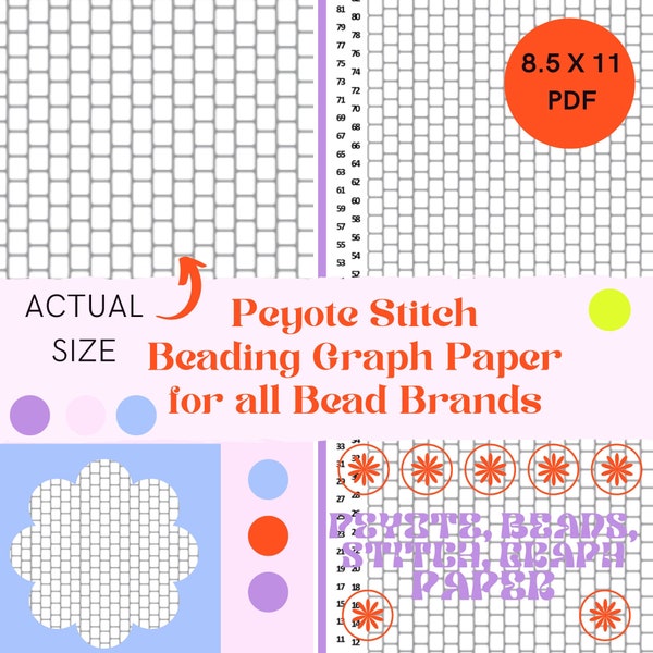 Numbered Peyote Stitch Beading Graph Paper, Beading Pattern, Beading Tutorial, Pattern Sheet, Design Sheet, Printable Pattern, Graph