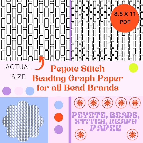 Peyote Stitch Beading Graph Paper, Beading Pattern, Beading Tutorial,  Pattern Sheet, Graphing Paper, Design Sheet, Printable Pattern, Graph