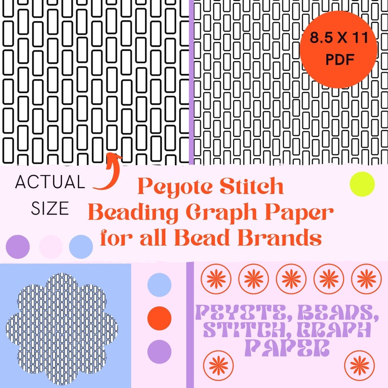 Peyote Stitch Beading Graph Paper, Beading Pattern, Beading Tutorial