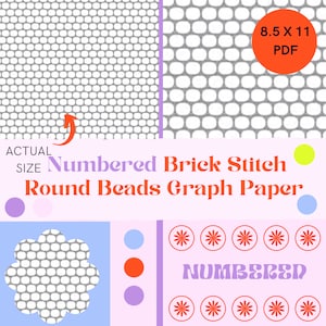 Numbered Brick Stitch Graph Paper, Earring Graph Paper, Seed Bead Graph Paper, Oval Bead Graph Paper, Beadwork Layout Graph Paper,