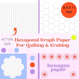 Hexagonal Graph Paper, Hexagon paper, Quilt Pattern Sheet, Pattern Sheet, Graphing Paper, Design Sheet, Printable Pattern, Graph