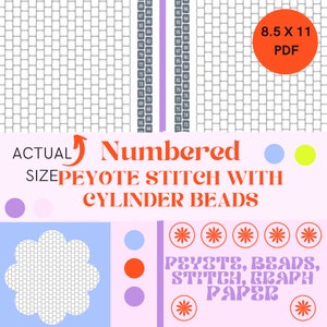 Peyote Stitch With Cylinder Beads Numbered Odd and Even Peyote Stitch Beading Graph Paper, Beading Pattern, Beading Design Paper