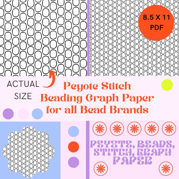 Brick Stitch Graph Paper, Earring Graph Paper, Seed Bead Graph Paper, Oval Bead Graph Paper, Beadwork Layout Graph Paper,