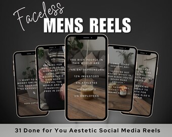 31 Faceless Men Reels | 31 Aesthetic Videos| Coach Instagram Reels | Social Media Templates | Canva Template | IG Reel | Done For You Reel