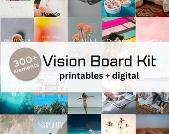 Printable Vision Board Kit | Vision Board | Vision Board Kit | 300+ Vision board elements | Editable Canva template | Printable and Digital