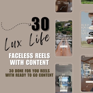 Faceless Reels | Lux Life | 30 Aesthetic Video Reels | Coach Instagram Reels | Social Media Templates | Canva Template | Reels | IG Reel
