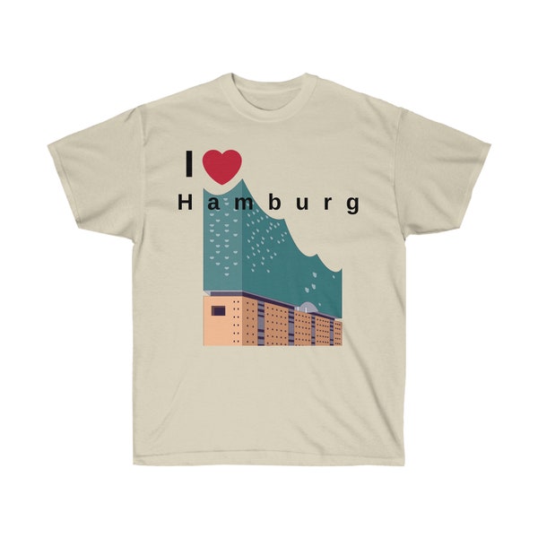 I Love Hamburg - Unisex Ultra Cotton Tee - T Shirt Hamburg - Hansestadt Hamburg - Städtetrip Hamburg - St Pauli - Reeperbahn - Speicherstadt