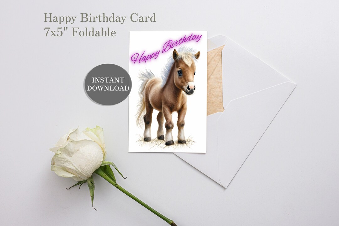 Horse Birthday Card Printable Happy Birthday Card Kids - Etsy
