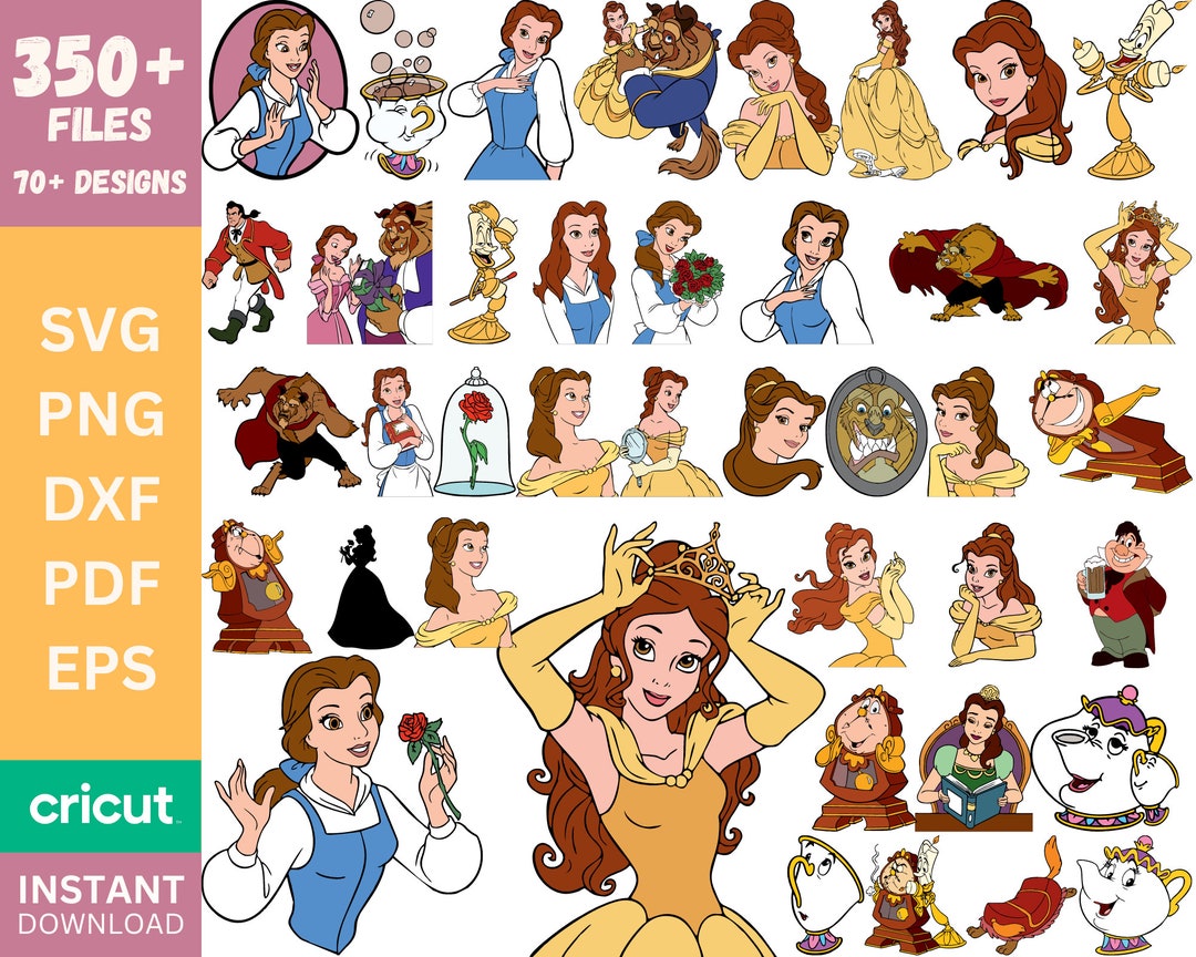 Beauty and Beast SVG, Belle PNG Clipart Bundle, Beauty and the Beast ...