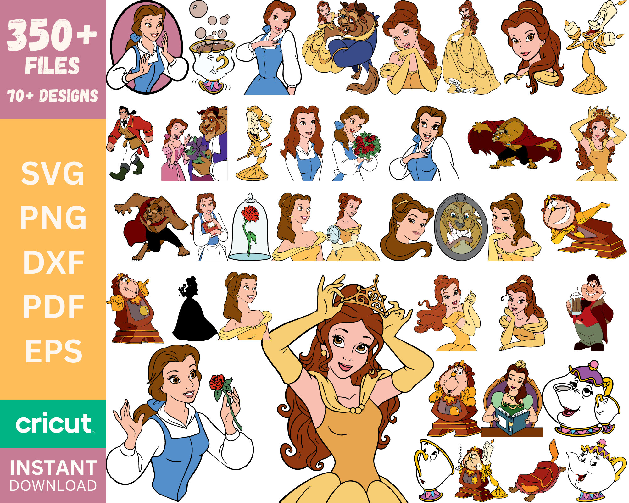 Beauty and Beast SVG Belle PNG Clipart Bundle Beauty and the - Etsy ...