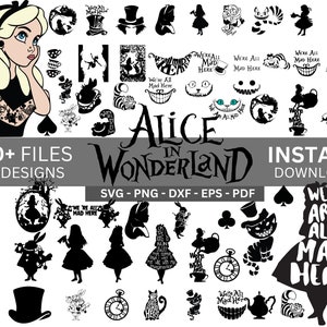 Alice nel paese delle meraviglie SVG Bundle, Alice SVG, Princess svg, Alice nel paese delle meraviglie Clipart, file di taglio Alice nel paese delle meraviglie