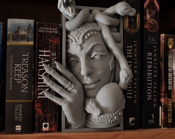 Coin livre Medusa, décoration d'étagère de livre fantaisie imprimée en 3D et serre-livres