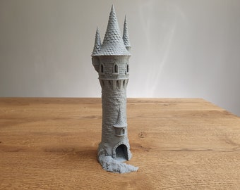 Torre de dados de fantasía alta, lanzador de dados para juegos de mesa impreso en 3D