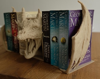 Winged Dragon Book Nook, 3D Printed Fantasy Bookshelf Decor