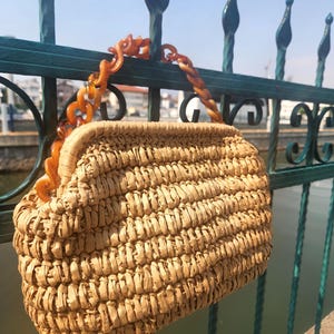 Straw Summer Pouch Bag, Modern Natural Wicker Handmade Clutch Bag For Women, Straw Raffia Bag, Raffia Crochet Woven Bag