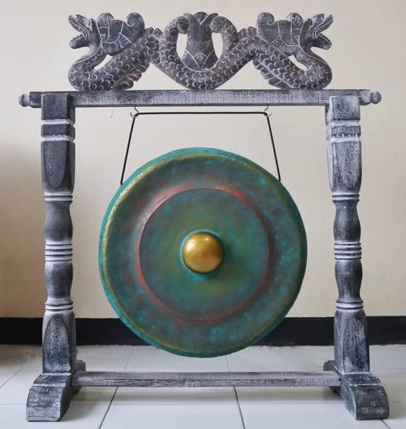 Handmade Bali Healing Gong with Stand, 25 cm: Sound Therapy Tool, yoga, sound bath