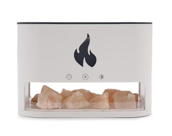 White Blaze Aroma Diffuser - Himalayan Salt Chamber - Flame Effect