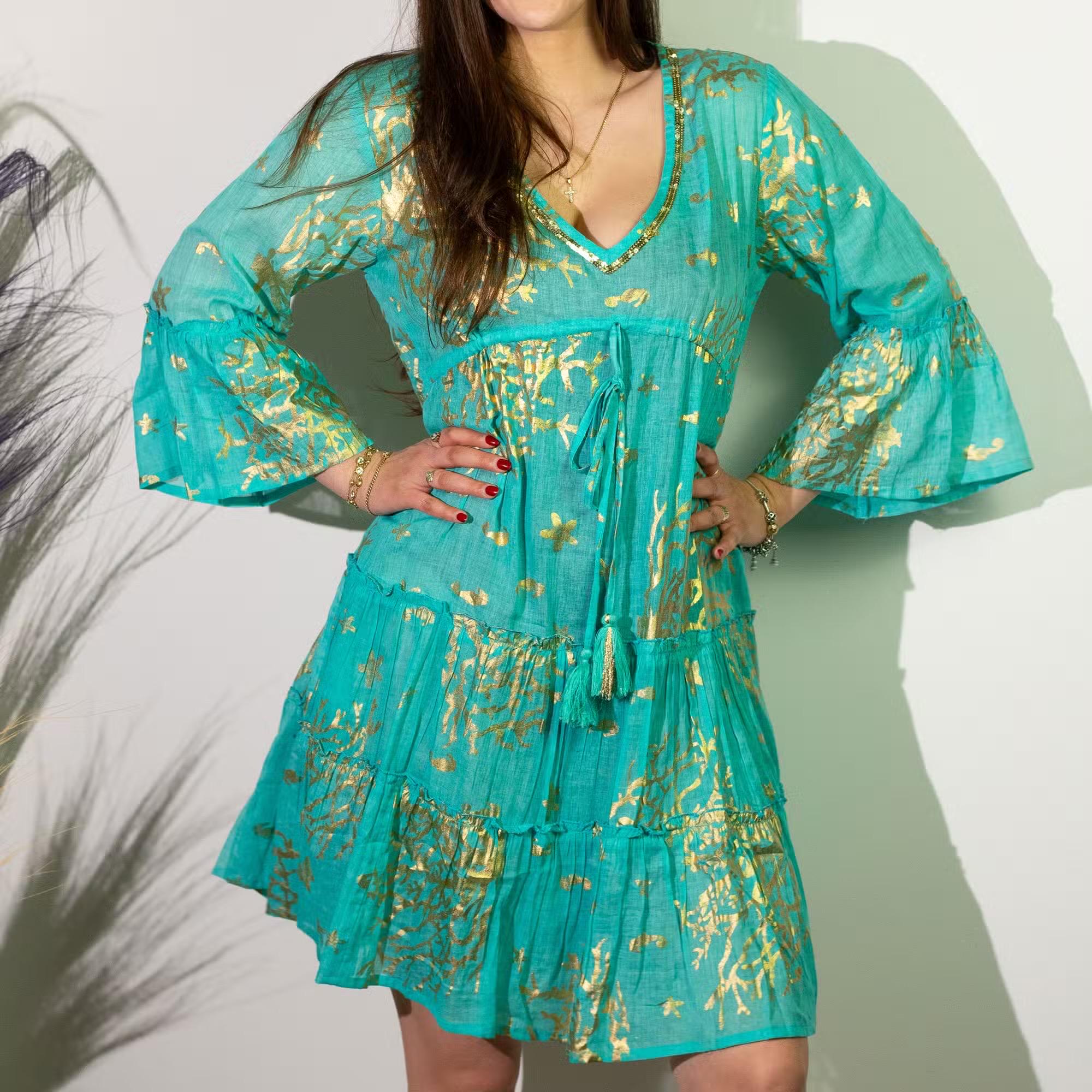 fitted lace wedding dress Evil Eye Tie Dye Caftan – Bali Queen main image 0