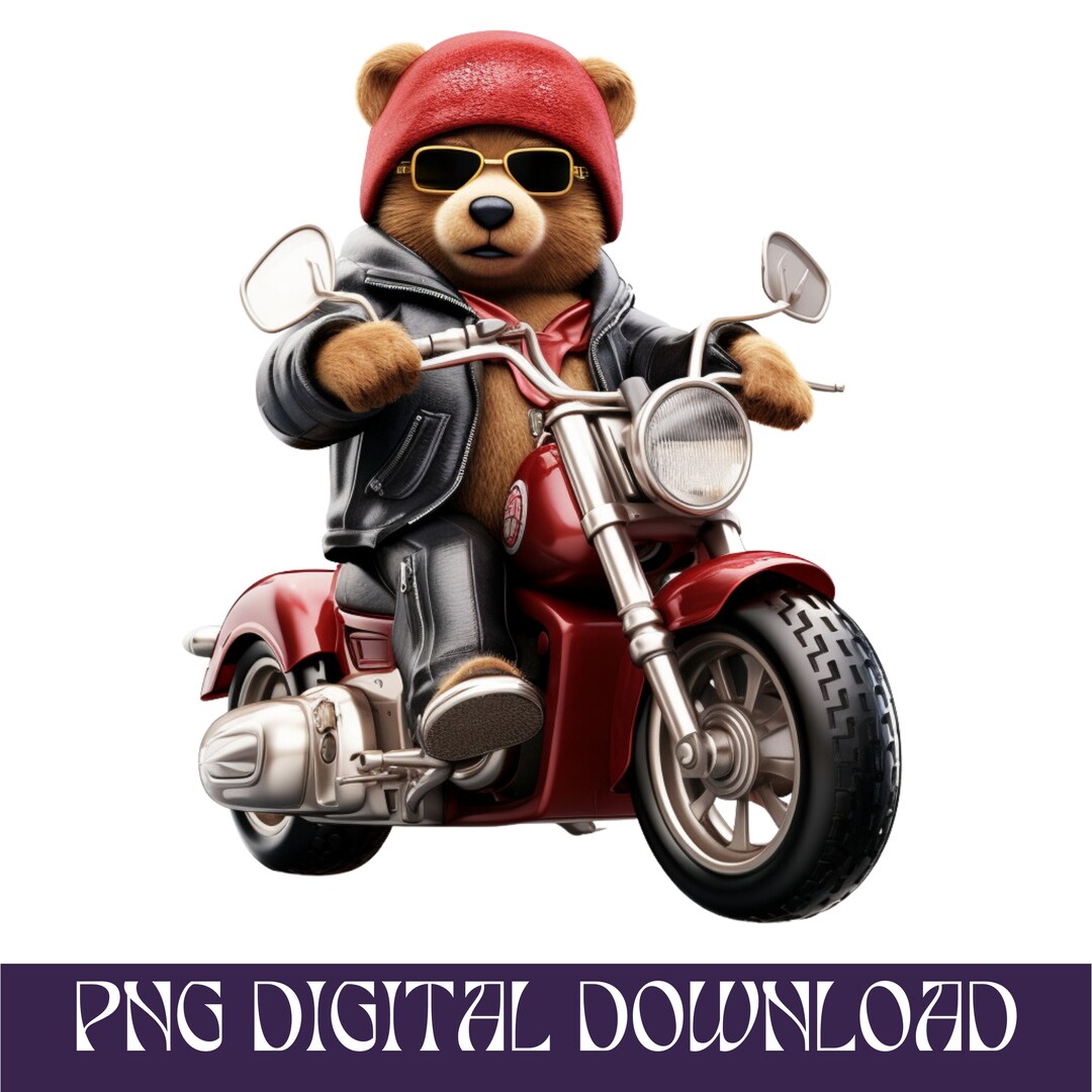 Motorcycle Teddy Bear Svg Hustler Gangster PNG Instant - Etsy