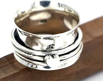 925 Silver Band, Meditation Ring, Sterling Silver Spinner Ring, Handmade Ring, Spinning Ring, Thumb Ring, Fidget Ring, Boho Ring