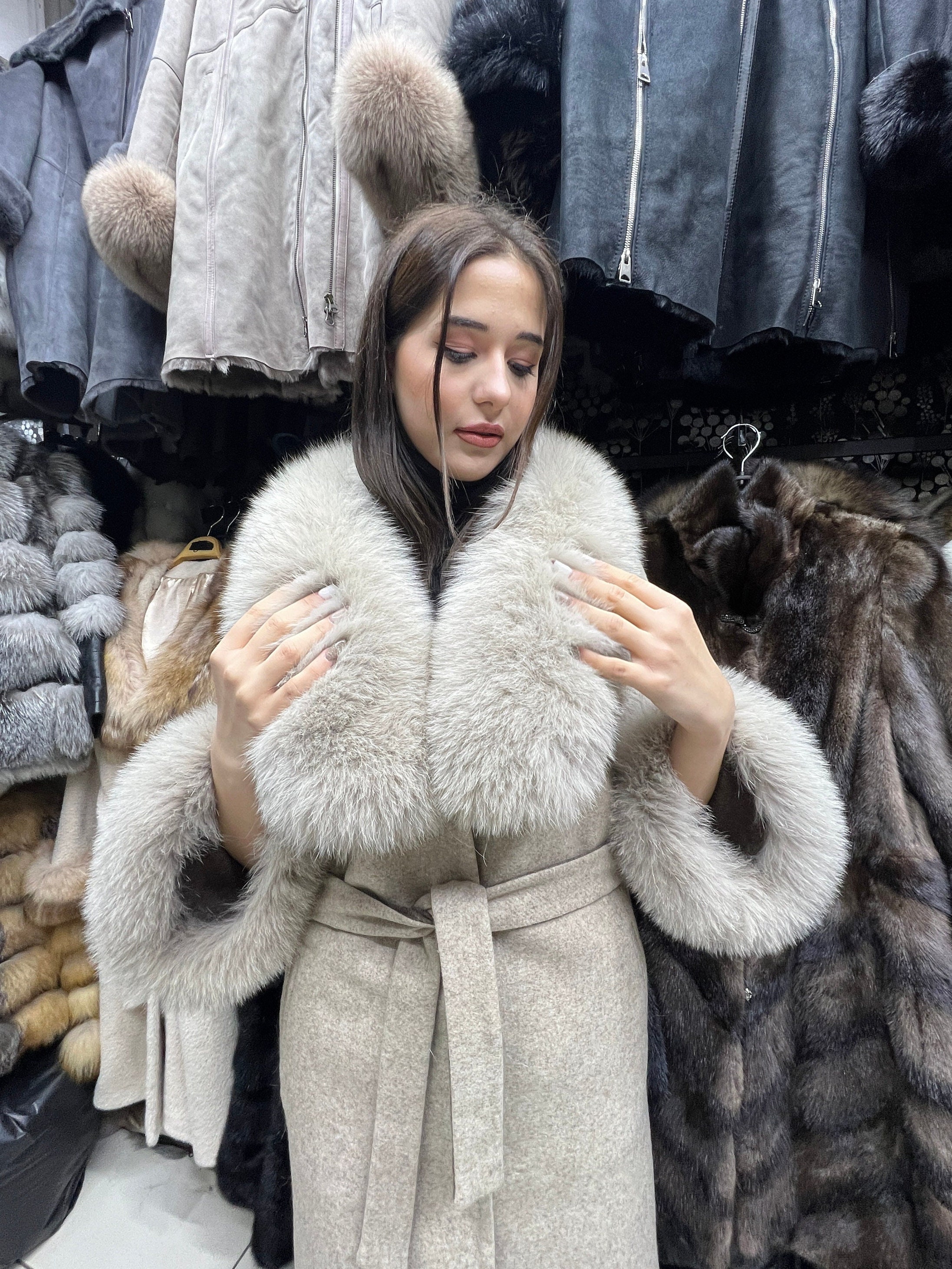 Alpaca fur top coat price