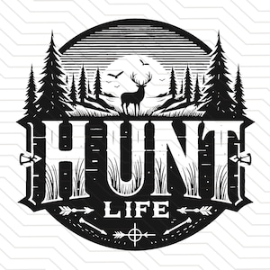 Hunt Life Svg / Caza de ciervos Svg / Archivos de caza de ciervos Cricut / Silueta de ciervo / Vector de ciervo SVG HUNT LIFE png / Vector simple svg