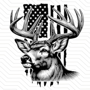 ciervo real svg / ciervo detallado svg / Caza de ciervos Svg Caza de ciervos Bandera americana Svg cabeza de ciervo real svg patriótico Caza de ciervos svg