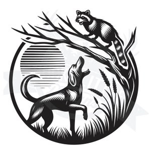 Wasbeer jacht svg | Houd ze met boomstammen | Jachthond-svg | Gun Dog cricut gesneden bestand svg | Treeing Walker-svg | Jagen met honden svg |