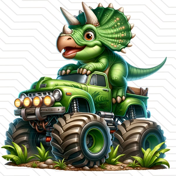 Dino Monster truck png | Monstertruck png | monstertruck birthday Png | Monster truck downloadable design kid | Monster truck Triceratops