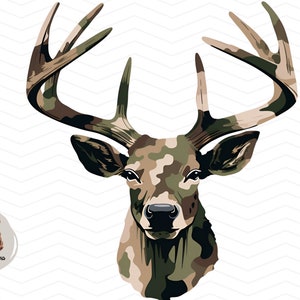 Camo Deer Head PNG: Hunting Sublimation Design (Digital Download)