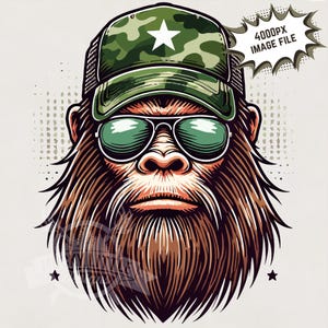 Bigfoot en gafas de sol PNG / Camping divertido PNG / Senderismo Humor PNG / Cita divertida PNG / Sublimación divertida de Bigfoot / Sasquatch con gorra de camionero PNG