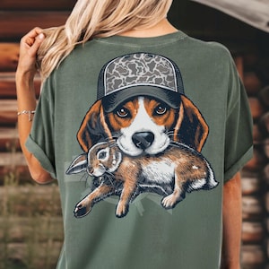 Beagle Conejo Cazando PNG Conejo Cazando PNG Caza Diseño de Sublimación Beagle Con Gorra Camuflada Imagen para Archivo de Impresión de Ropa Descargar