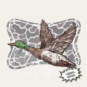 Pato de camuflaje de la vieja escuela png / Pato dibujado a mano png Camisa de caza de patos png, archivo de impresión de imagen digital de sublimación de caza de 300 ppp Diseño