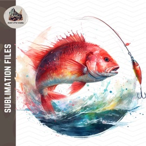 Pargo Rojo png Pez Rojo png Diseño de sublimación / 20 oz png delgado para pesca en agua salada / archivos impresos vasos de aventuras de caza de pescadores