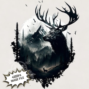 Deer Hunting png sublimation design para camisa Outdoors png, Paisagem png cena da floresta png caça ao veado sublimar dtg dtf baixar arquivos