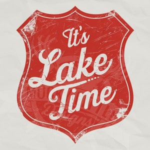 Vintage Lake Time Shield PNG: Retro Lake Life Design (Digital Download)