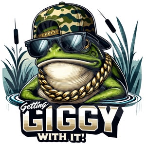 Frog Gigging png / Diseño de sublimación de rana divertida / Caza juvenil png / rana con gafas de sol png / Gorra hacia atrás de rana png / Diseño de rana para niños png
