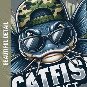 Funny Catfish Fishing PNG: Camo Hat Design (digital Download) - Etsy