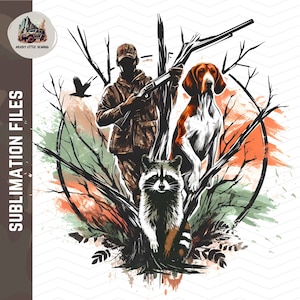 Camo Treeing Walker Coonhound png / caza de mapaches png / Walker Dog art / Diseño de sublimación de perros de caza / Perro de caza png archivo de impresión digital
