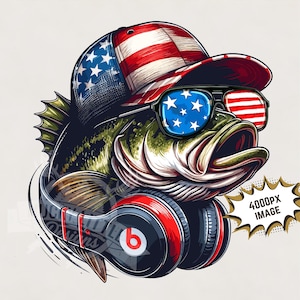 Pesca del 4 de julio (Png) / Rojo, blanco y azul (Png), Sublimación divertida del Día de la Independencia / Diseño para niños del 4 de julio / Archivo de impresión de imagen de pesca del 4 de julio