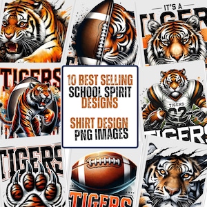 Tigers png bundle | Tigers Football Sublimation Designs |  PNG Tigers shirt design Whole shop download | Bulk Buy Set of 10