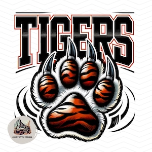 Tigers Paw png | Tigers mascot png | T-shirt Sublimation Digital File Download l School spirit tiger mascot tiger logo | Instant download
